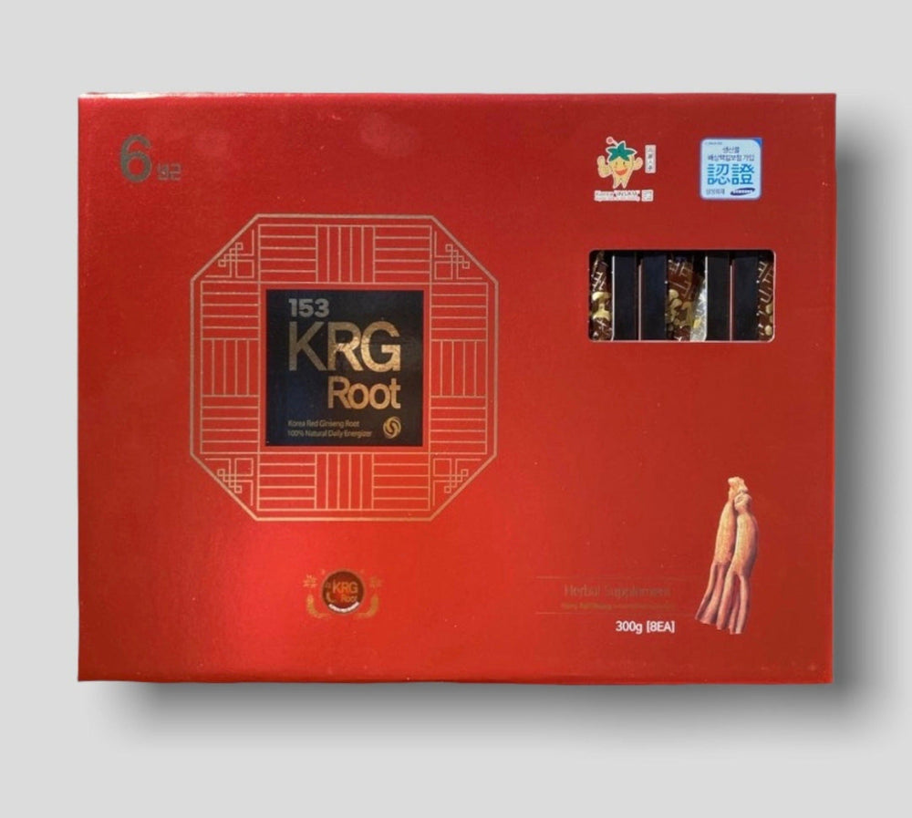 153 KRG ROOT 6 Year Honeyed Korean Red Ginseng Whole Root ,8 Pack